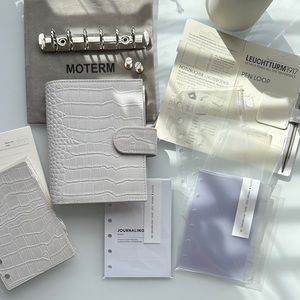 Moterm Pocket Rings Planner - Binder Organizer A7 bundle Croc-Cream